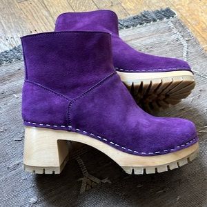 Purple suede Swedish Hasbeens booties 38 8
